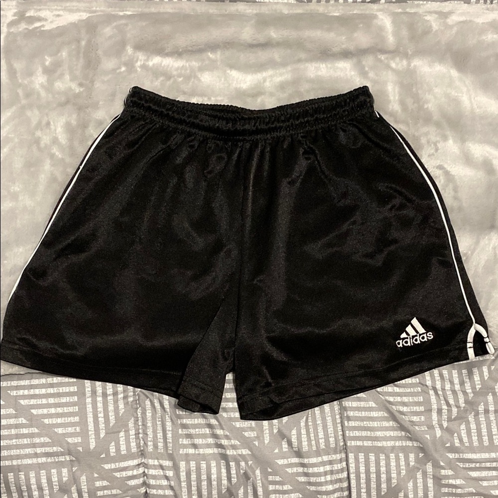 Adidas Black Shorts with White Stripes